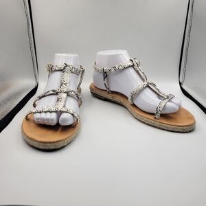 Lulus Akina Natural Snake Espadrille Gladiator Sandals Sz 7.5